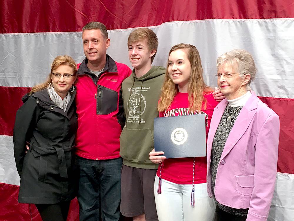student and family at military signing day