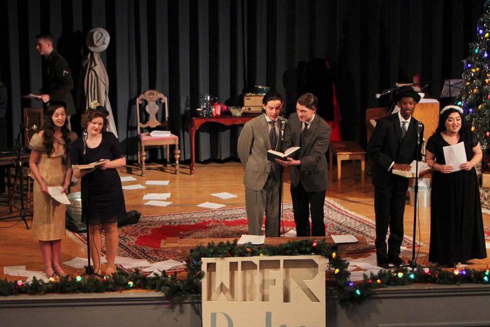 six students on stage in 50's set